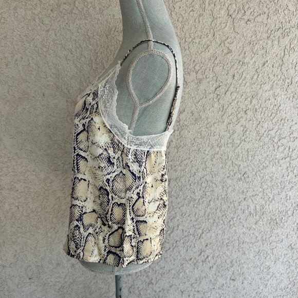 Satin Snake Print Lace Trim Cami Tank Top With Adjustable Straps - Medium - Picture 2 of 9